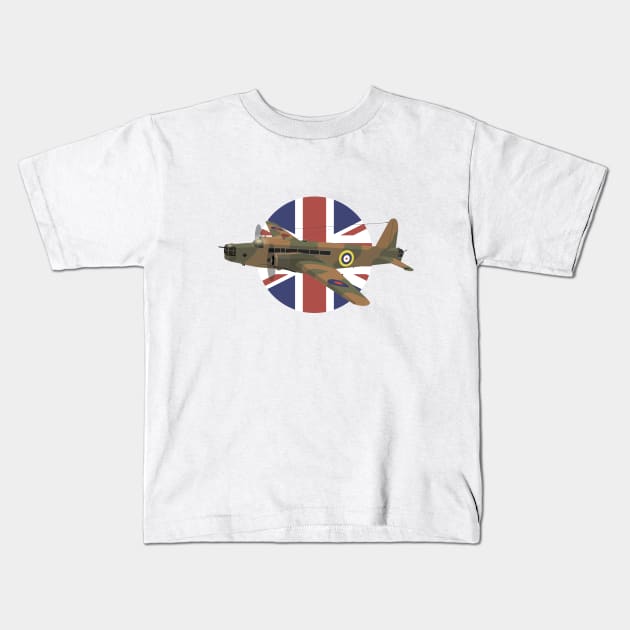 Vickers Wellington British WW2 Airplane Kids T-Shirt by NorseTech